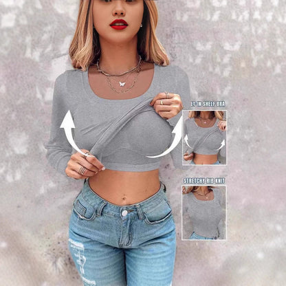 Damen Cropped Langarmshirt Mit Trägershirt Norvielle