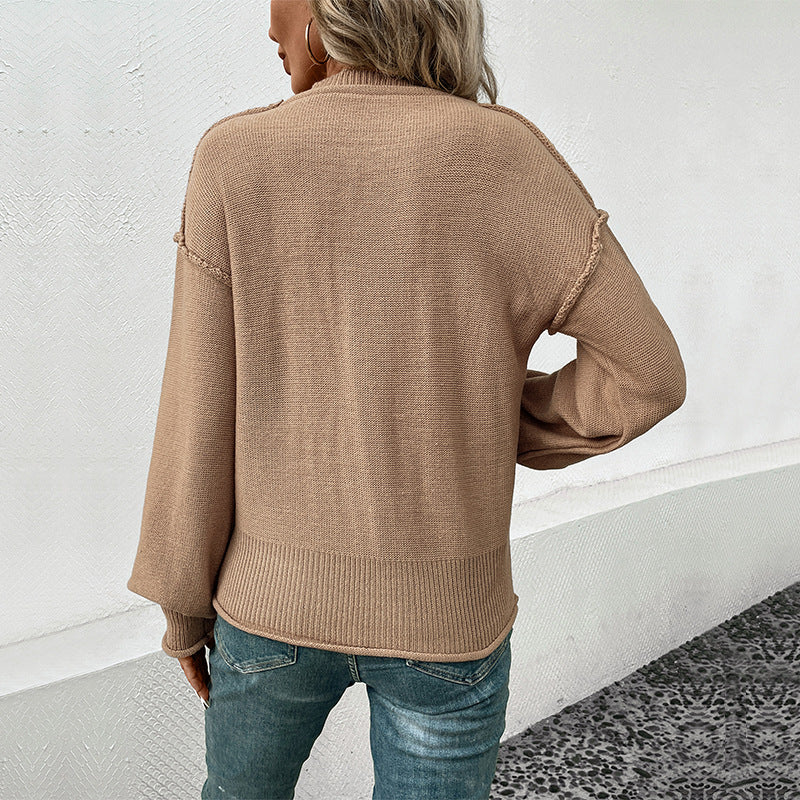 Damen Strickpullover Lässig Brusttasche Norvielle