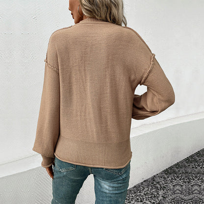 Damen Strickpullover Lässig Brusttasche Norvielle