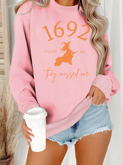 Damen Sweatshirt Witch-Motiv Gemütlicher Schnitt Norvielle