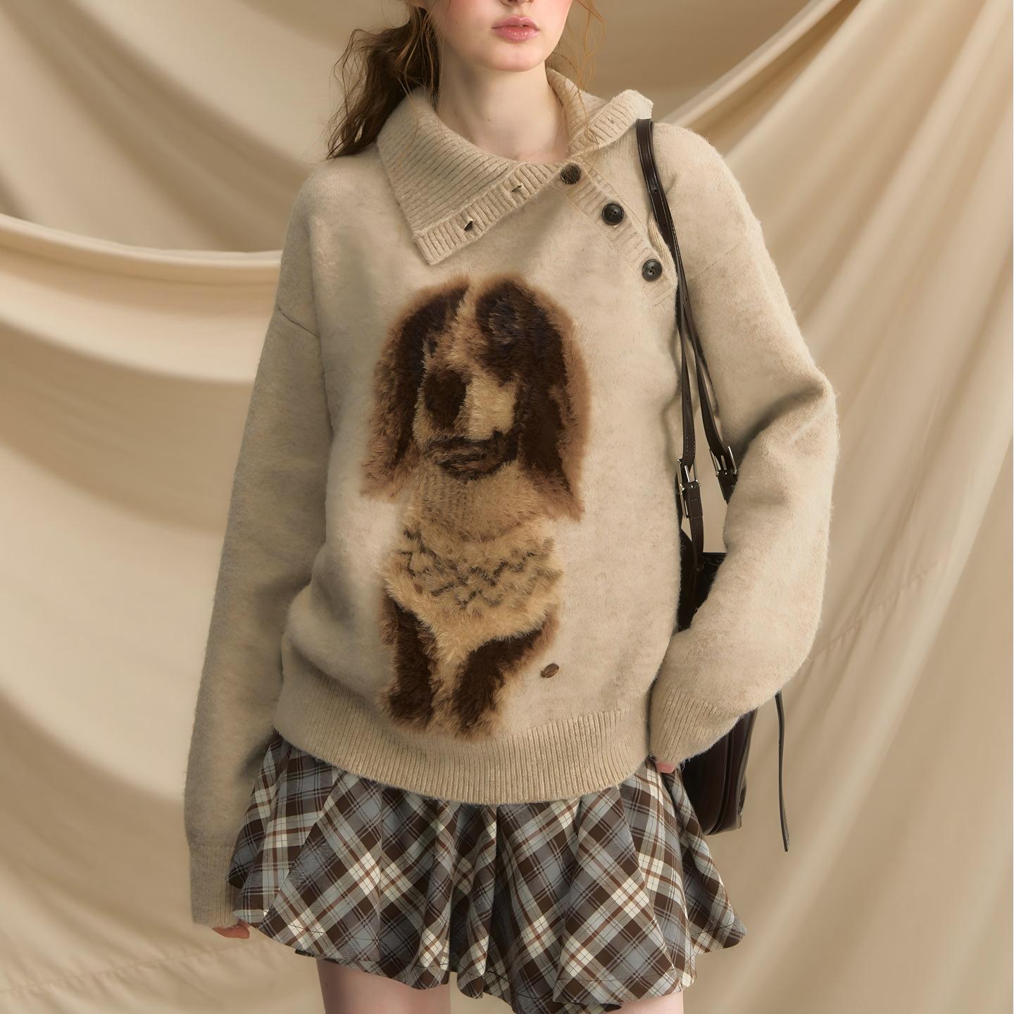 Damen Pullover Tiermotiv Strukturiert Norvielle - Norvielle
