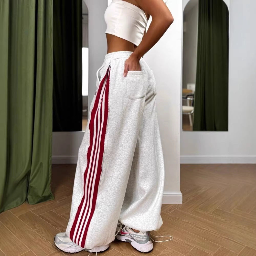 Damen Sportfreizeithose Elastischer Bund Seitliche Streifen