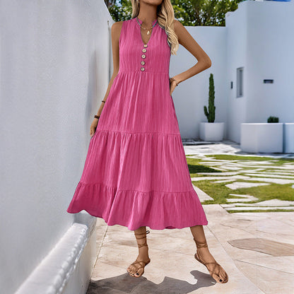 Damen Maxikleid mit Knöpfen Lässiger Schnitt Norvielle