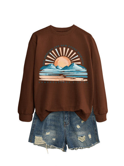 Damen Sweatshirt Sonnenaufgangsdesign Lässig Norvielle