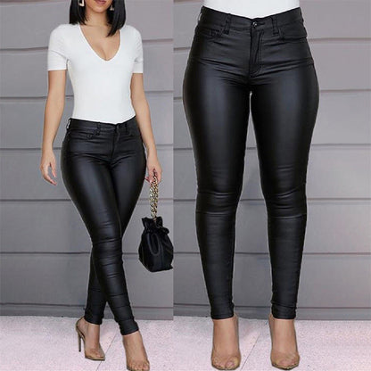 Damen High-Waist Hose Figurbetont Schwarz Norvielle - Norvielle