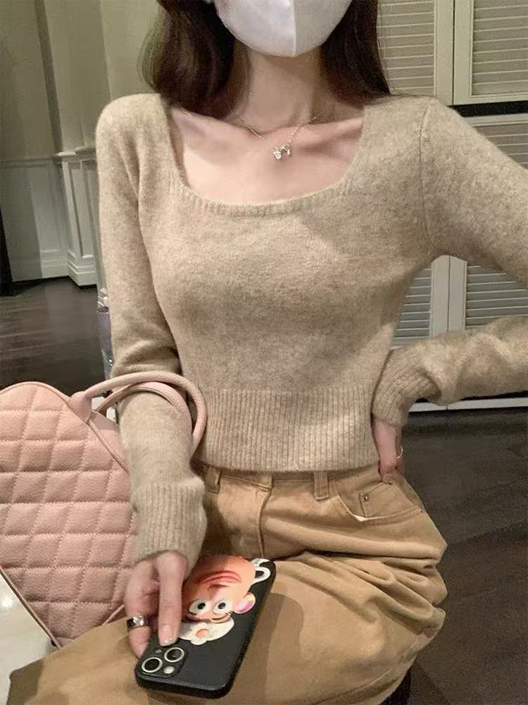 Damen Pullover Rundhals Feinestruktur Beige