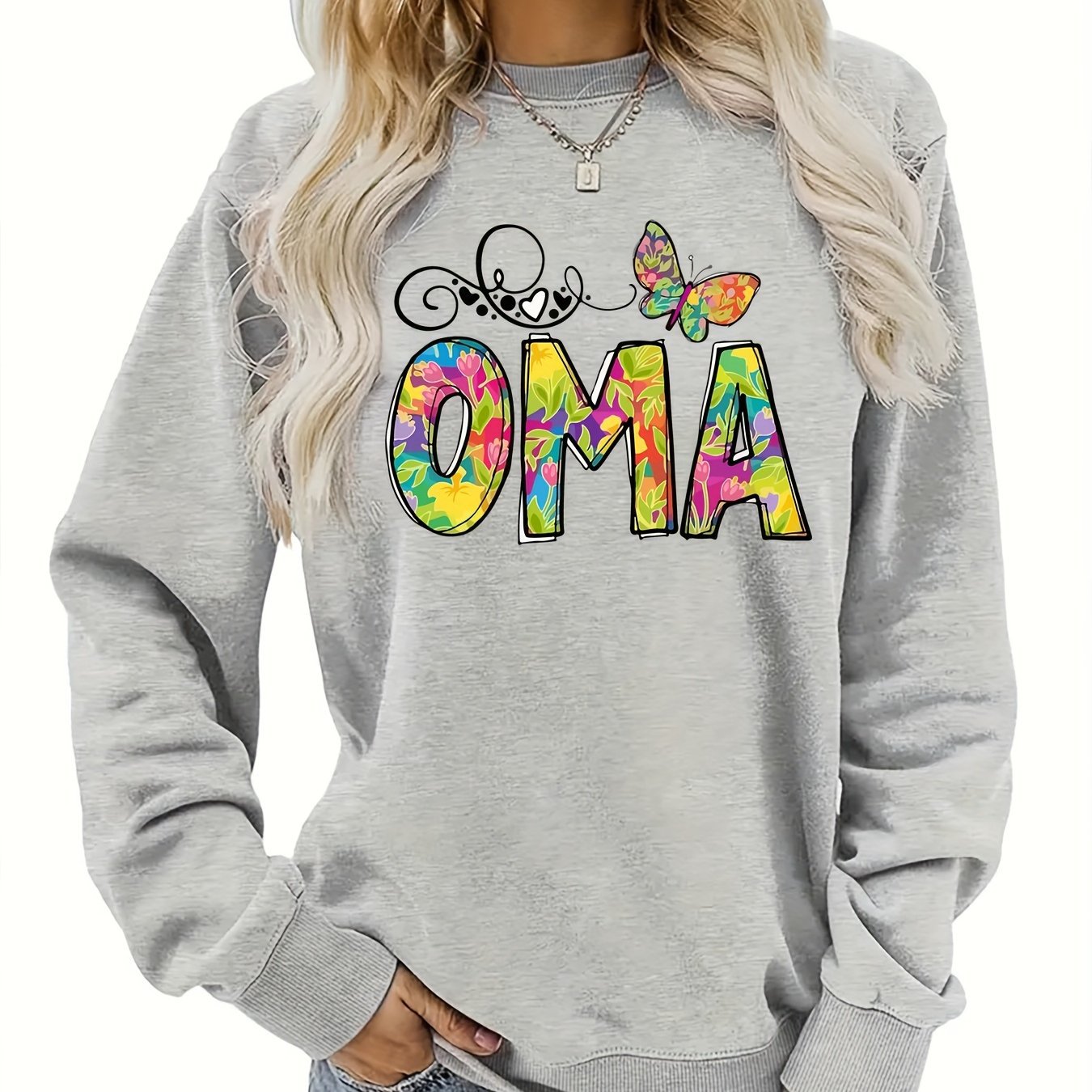 Damen Sweatshirt Botanischer Aufdruck Norvielle