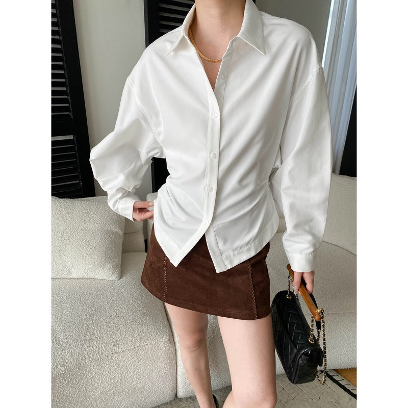 Damen Oversized Hemdbluse Leicht Baumwolle