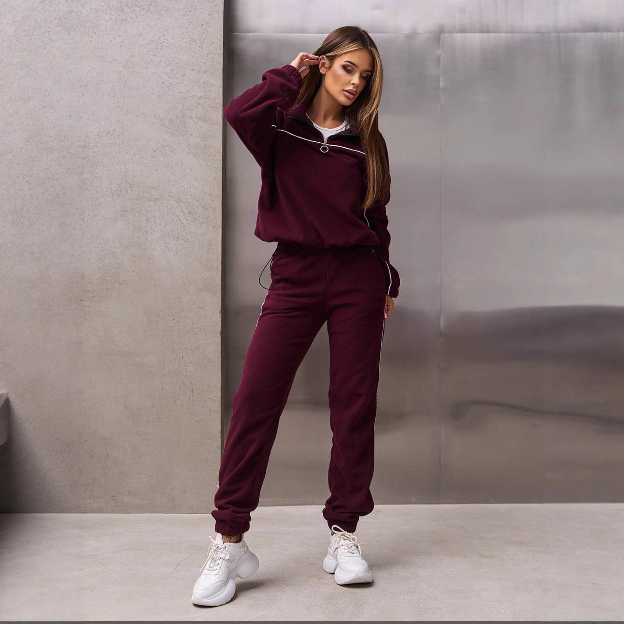 Damen Fleece-Outfit mit Reißverschluss Kuschelig Norvielle