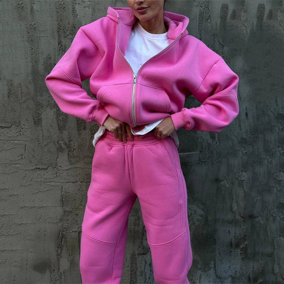 Damen Fleece-Jumpsuit mit Kapuze und Reißverschluss Schwarz - Norvielle