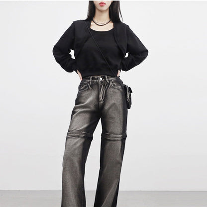 Damen Cropped Sweatjacke Weich Ärmel Norvielle - Norvielle