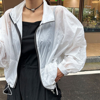 Damen Windjacke Transparent Reißverschluss Norvielle
