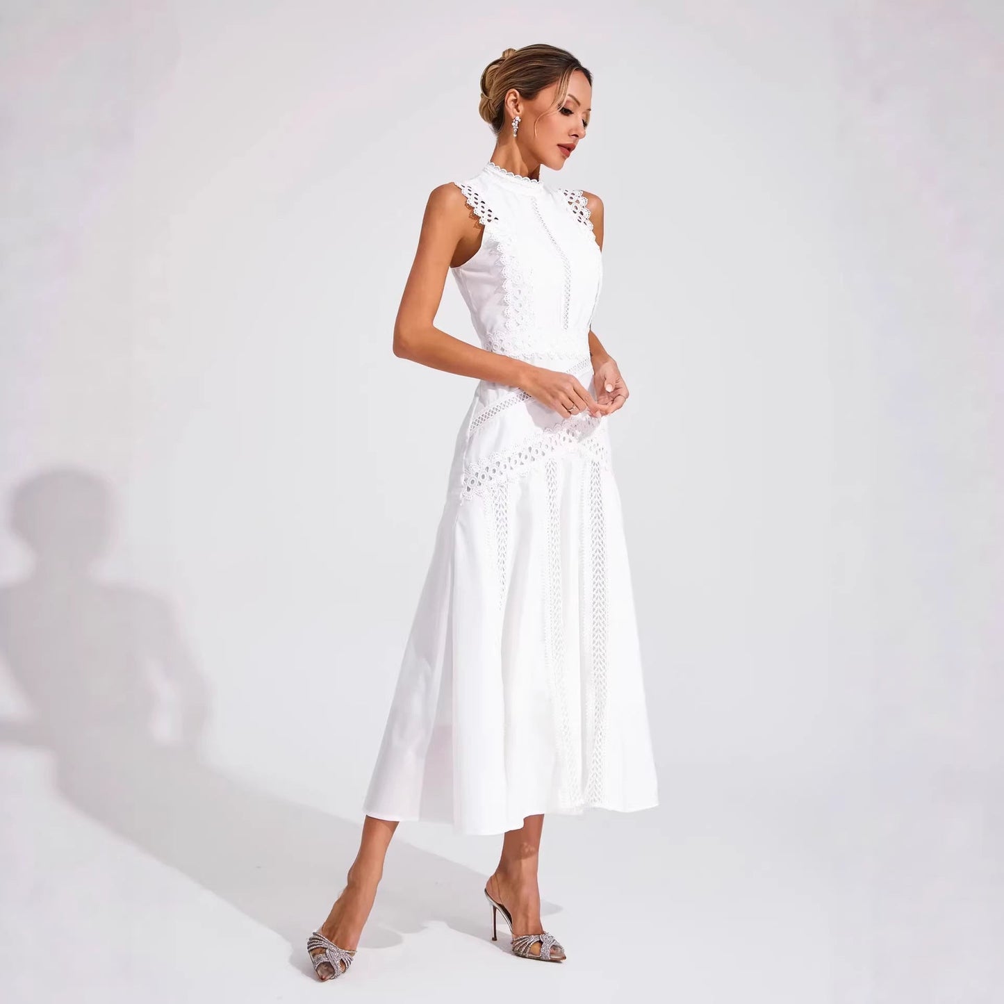 Damen Midi-Kleid Spitzenakzente Norvielle