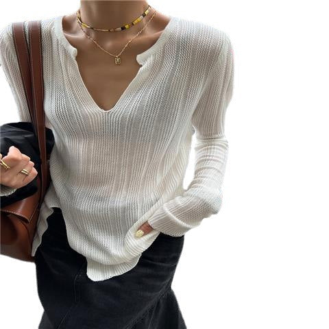 Damen Grobstrickpullover V-Ausschnitt Länge Ärmel Norvielle