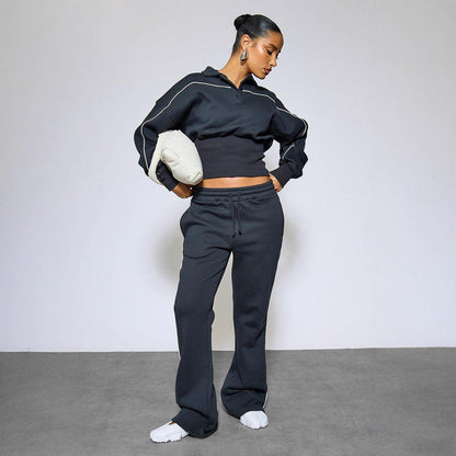 Damen Sportliches Set Crop-Polo und Jogginghose Norvielle
