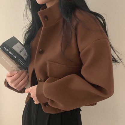 Damen Wollmix Jacke Oversized Lässig