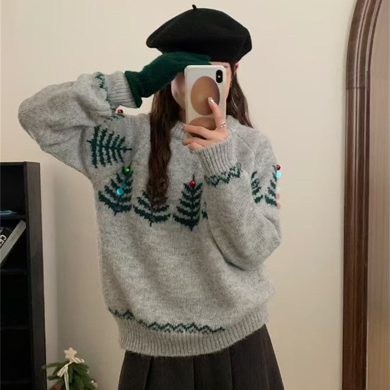 Damen Pullover Kuschelig Muster Applikationen Norvielle