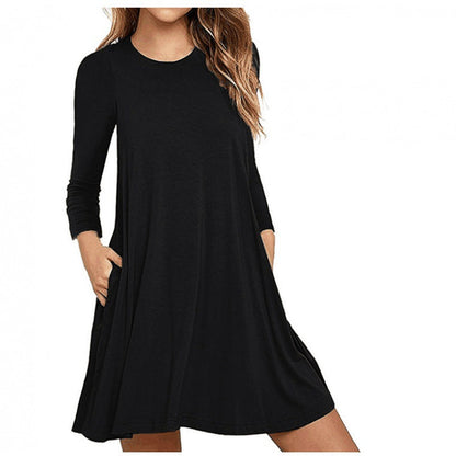 Damen Freizeitkleid Rundhals mit Taschen Norvielle