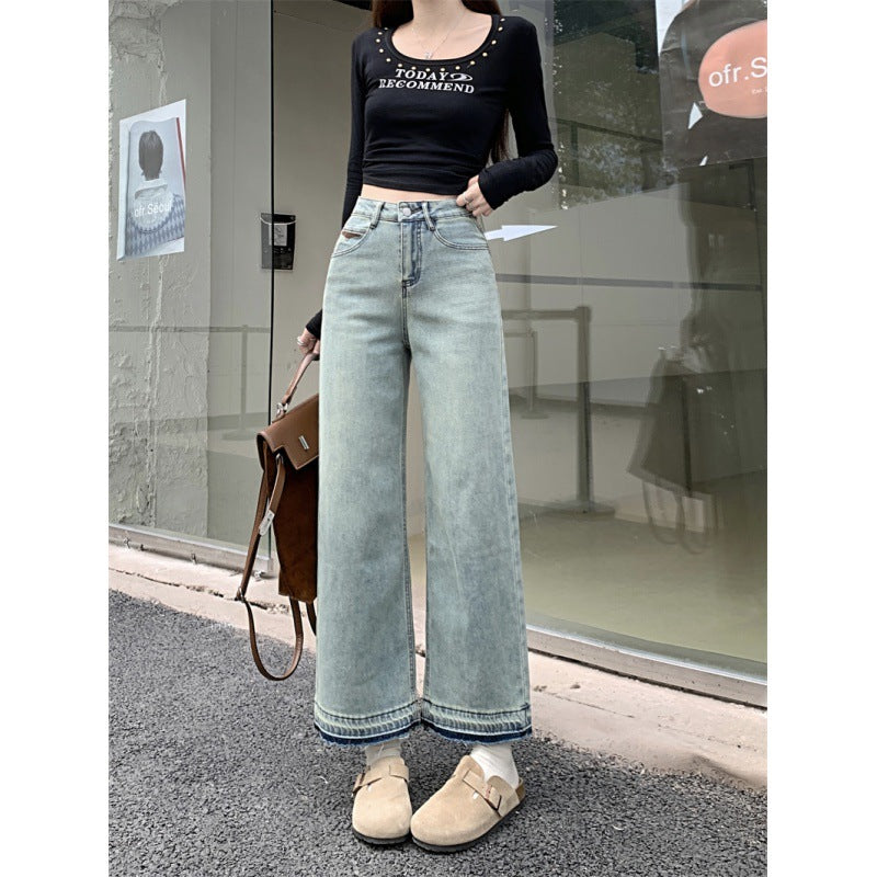Damen Weite Denim-Hosen Hochbund Norvielle