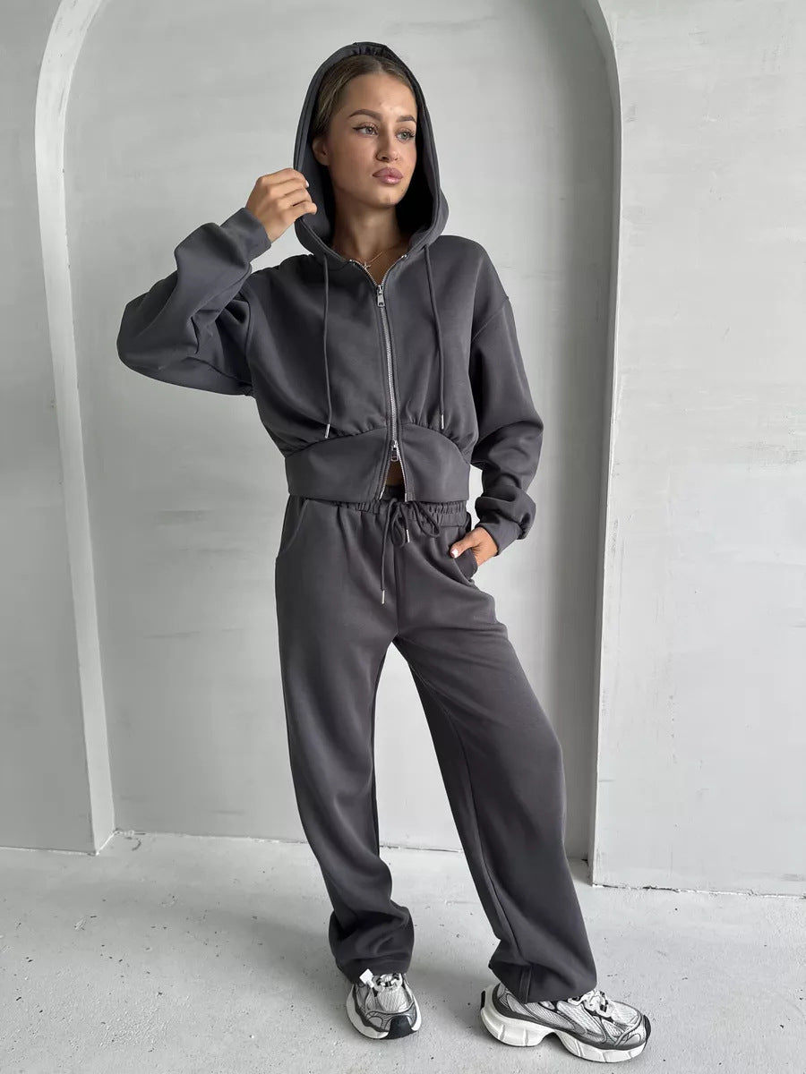 Damen Sport Set Cropped Hoodie und Jogginghose Norvielle