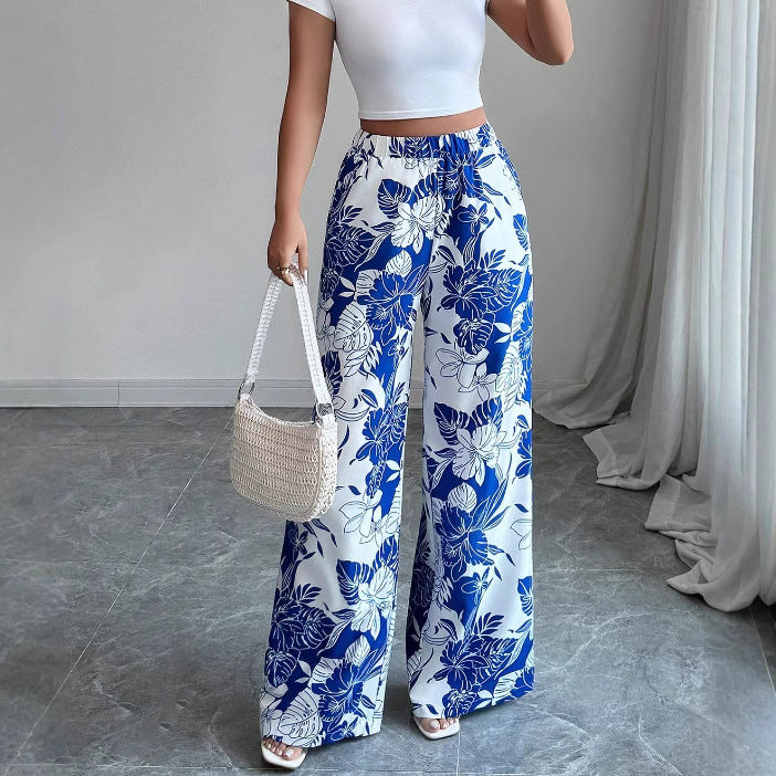 Damen Palazzo-Hose Florales Design Hochtailliert Norvielle