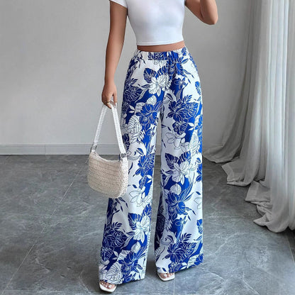 Damen Palazzo-Hose Florales Design Hochtailliert Norvielle