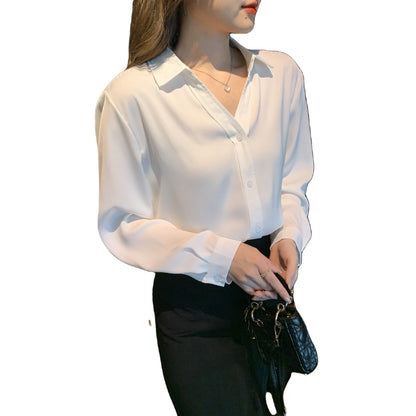 Damen Bluse Elegante V-Ausschnitt Feines Jersey Weiß