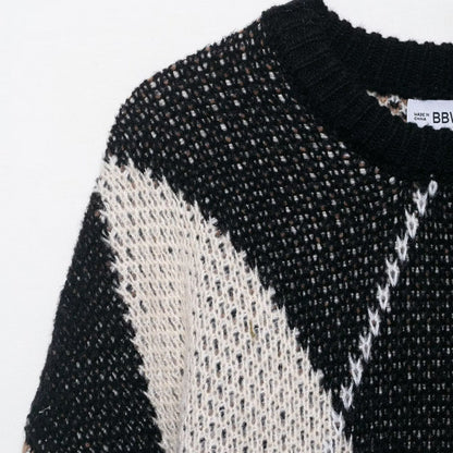 Damen Strickpullover Rautenmuster