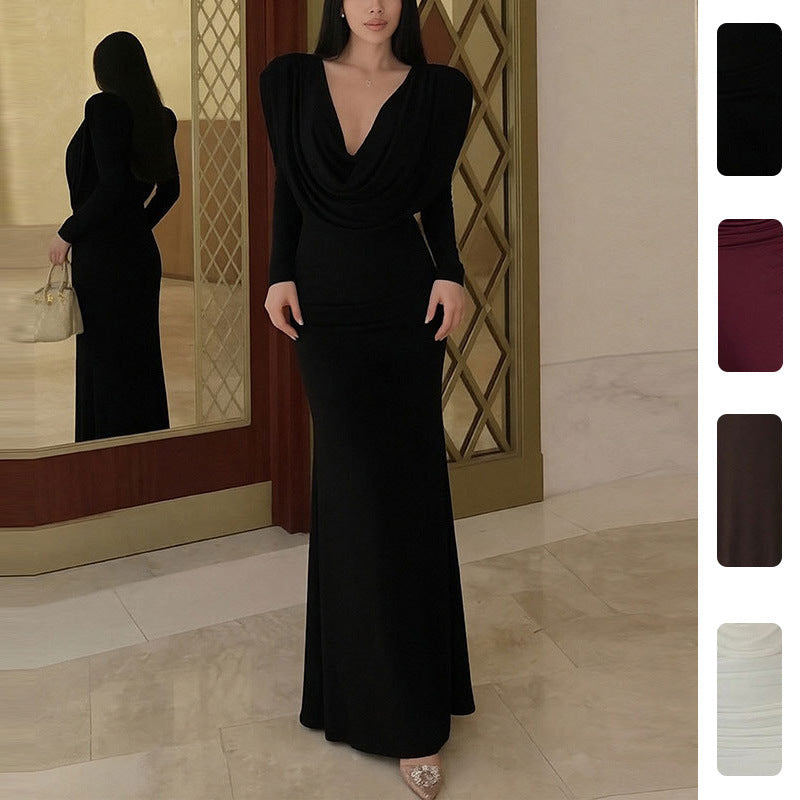 Damen Maxikleid Elegantes Design Wickelausschnitt Drapiert - Norvielle