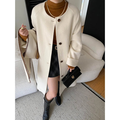 Damen Oversized-Mantel Asymmetrischer Kragen Seitenschlitzen Norvielle