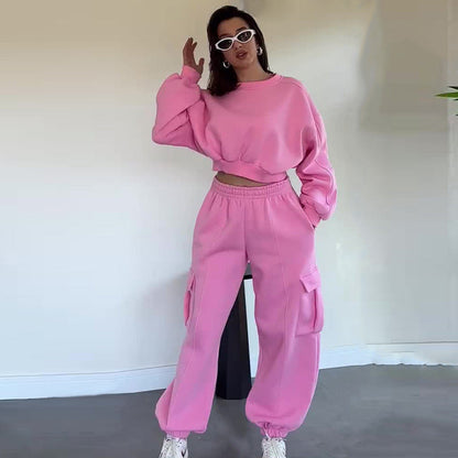 Damen Cropped Sweater Jogginghosen Set Norvielle