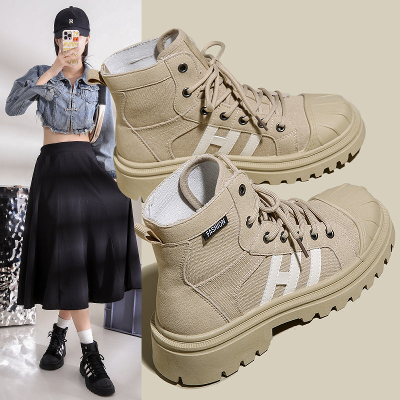 Damen Sneaker Hochformat Robustes Textil Trendige Sohle
