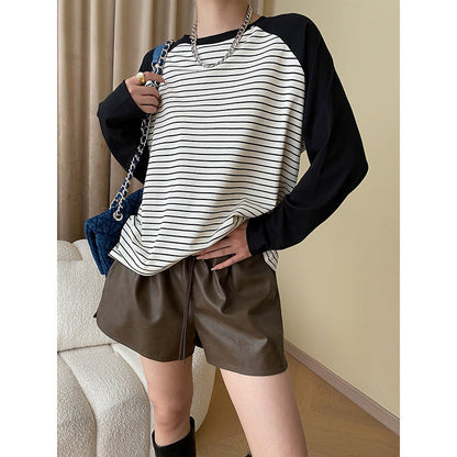 Damen Langarmshirt Gestreift Raglanärmel Norvielle - Norvielle