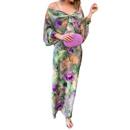 Damen Maxikleid Elegantes Design Verspielte Ärmel Durchsichtig