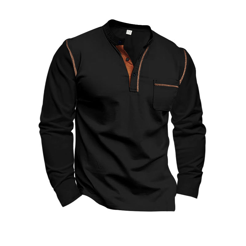 Herren Langarm-Shirt mit Kragen und Brusttasche Norvielle