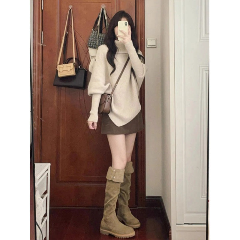 Damen Oversized Pullover Asymmetrischer Saum Norvielle