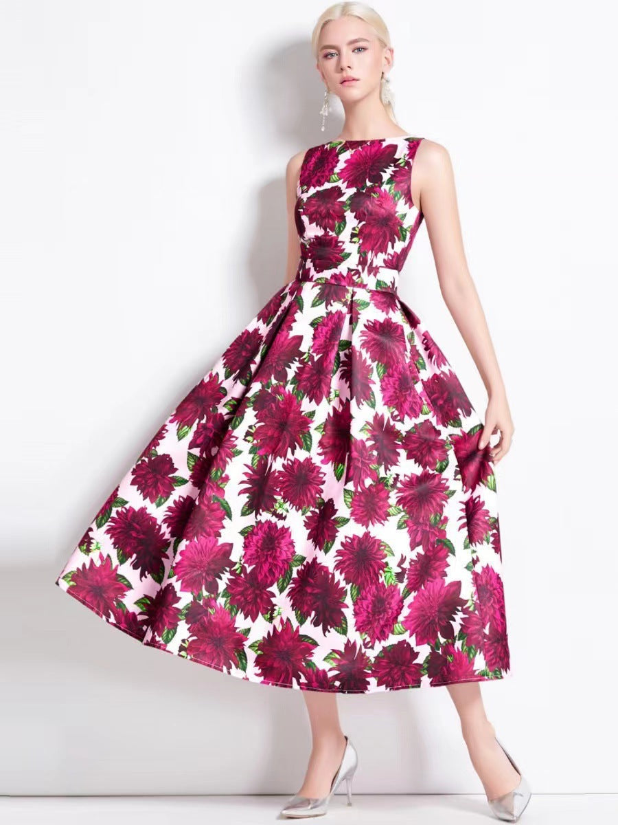 Damen Maxikleid mit Blumenapplikationen Tailliert Norvielle