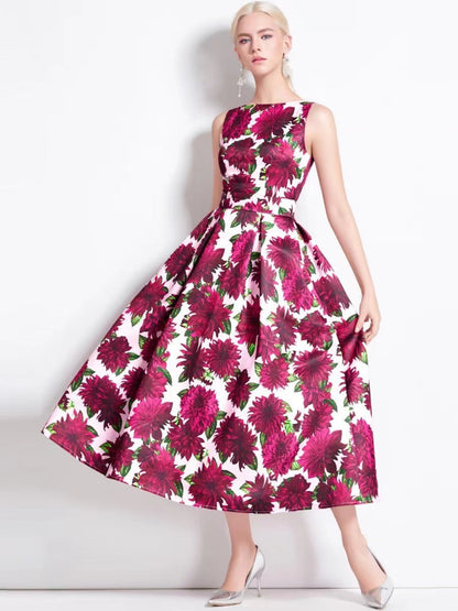 Damen Maxikleid mit Blumenapplikationen Tailliert Norvielle