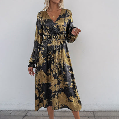 Damen Wickelkleid mit Muster und taillierbarem Gürtel Norvielle