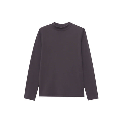 Damen Langarmshirt Hochkragen Norvielle Baumwolle Weiß
