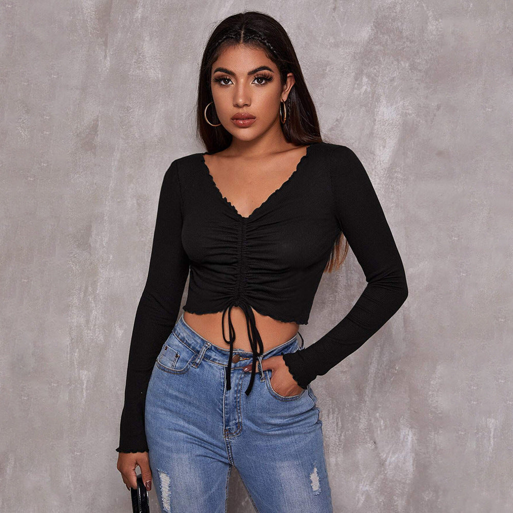 Damen Cropped mit Schnürung und Rüschendetails - Norvielle