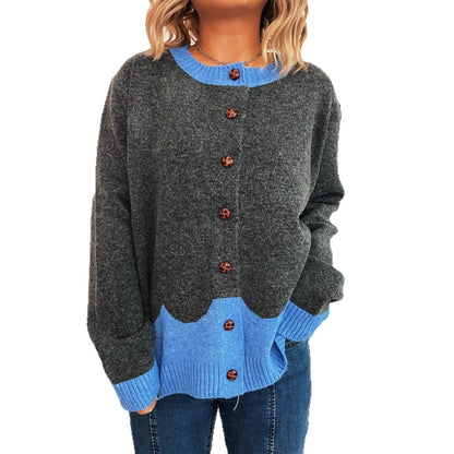 Damen Strickjacke Kuschelig Kontrastbündchen Norvielle