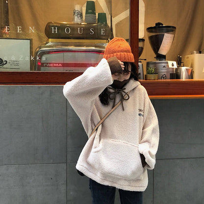 Damen Oversized Kapuzenpullover Kuschelfleece Vordere Kängurutasche