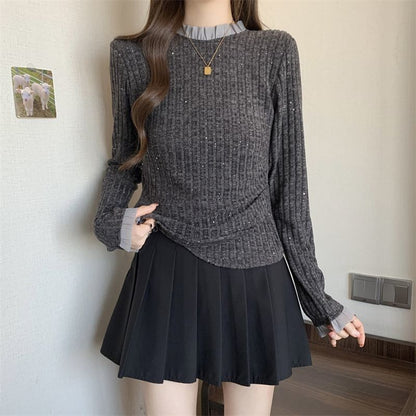 Damen Feinstrickpullover Eleganter Kragen Norvielle