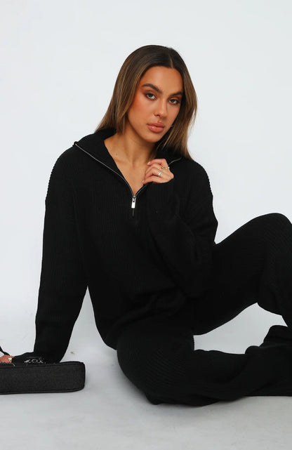 Damen Pullover Elegantes Loungewear mit Reißverschluss Norvielle