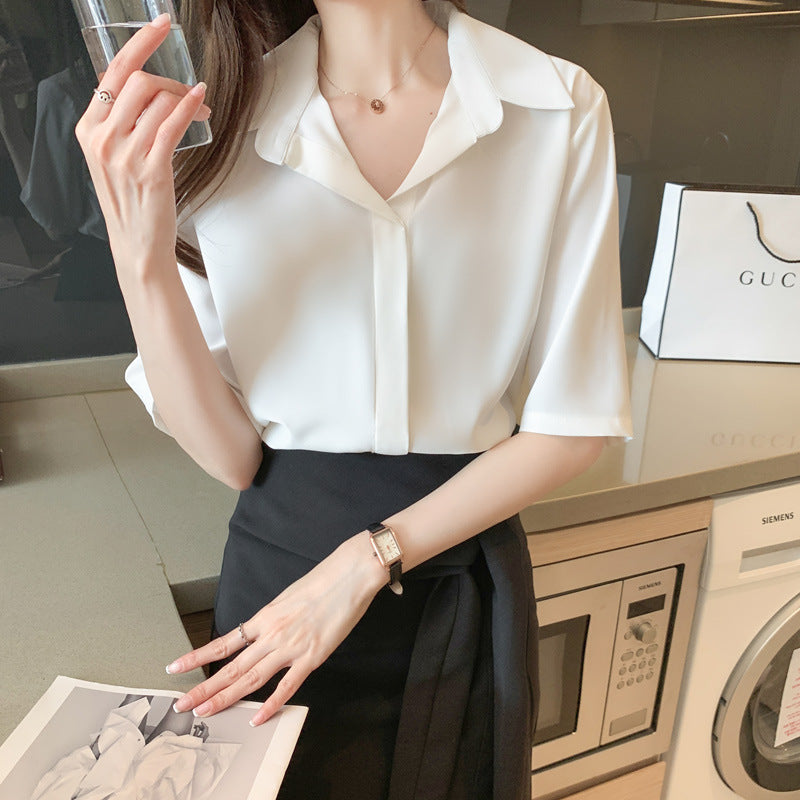 Damen Bluse Moderner Kragen Kurzärmel Norvielle