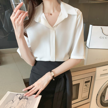 Damen Bluse Moderner Kragen Kurzärmel Norvielle
