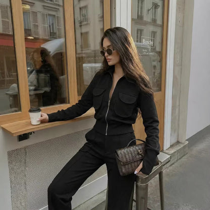 Damen Sweatanzug warmer mit Taschen und hohem Kragen Norvielle