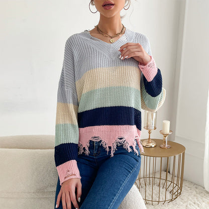 Damen Strickpullover Lässig Französischer Saum Norvielle