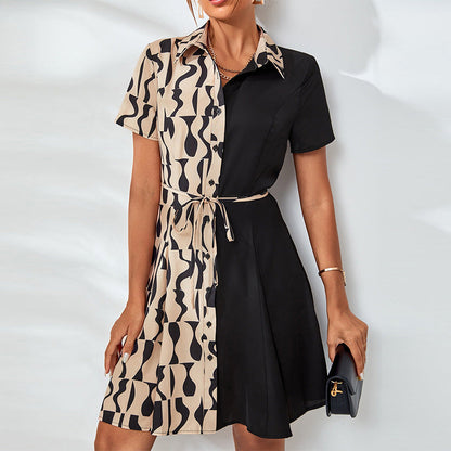 Damen Hemdkleid Grafisches Design Taillengürtel Norvielle